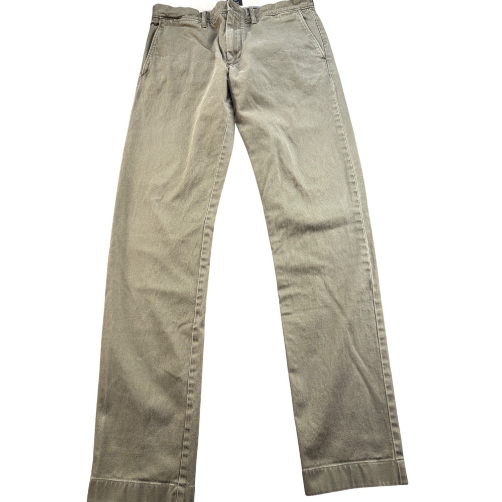 J.Crew Mens Stretch Chino Pants Olive Green Slim Straight 29x32 Cotton Blend